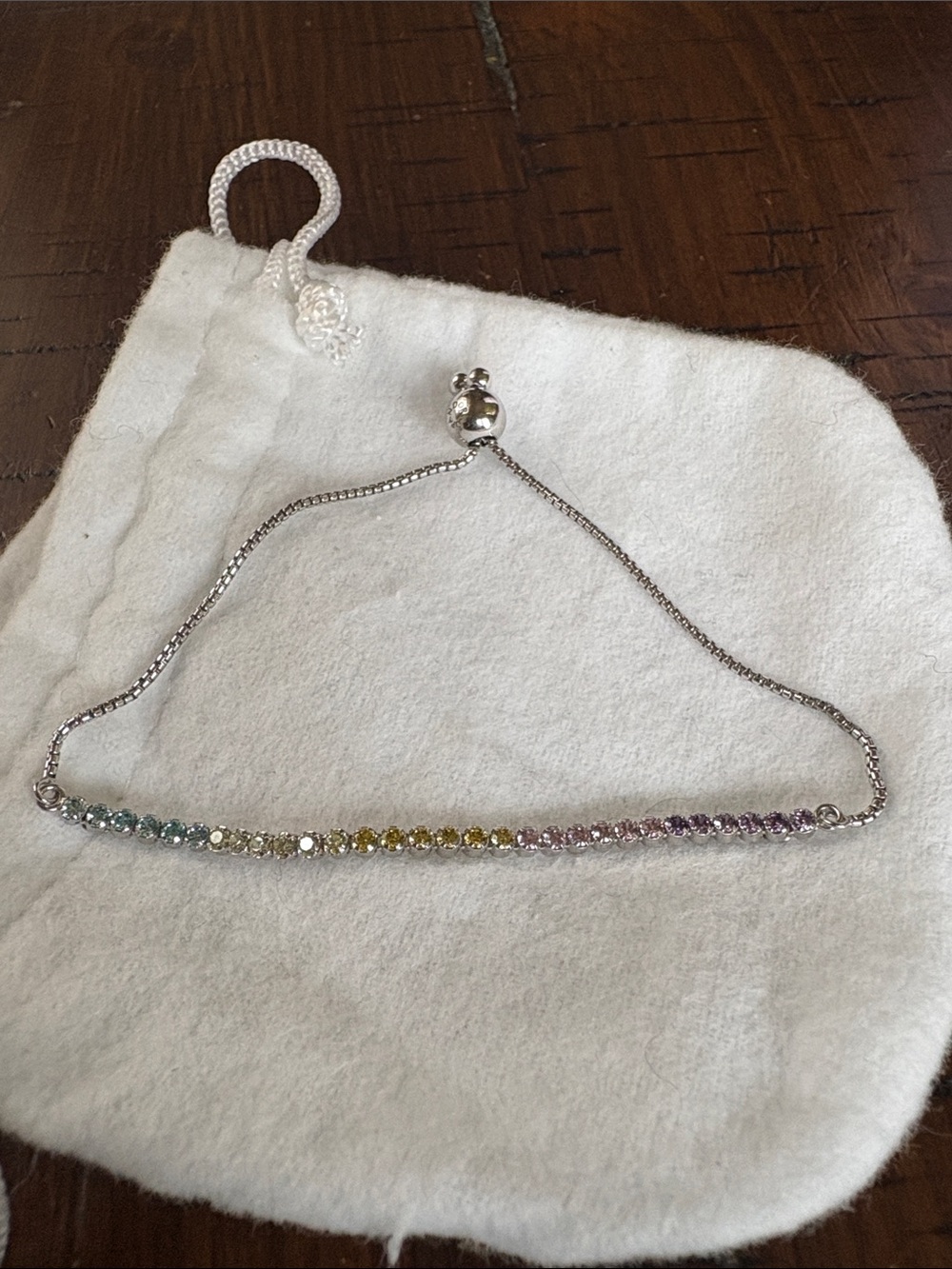 Authentic Pandora Rainbow Tennis Bracelet| Sterling Silver(S925)| Bolo slider
